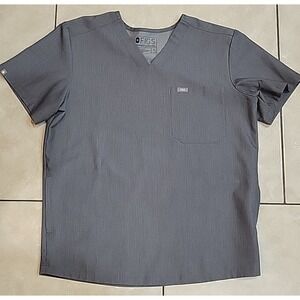 Figs women catarina one pocket grey scrub‎ top Size Medium V-neck 1602